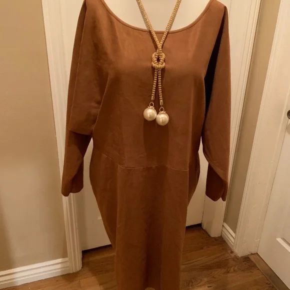stewart brown dress Ashley Stewart Plus Sz 3X Brown Infinity Convertible Midi Dress